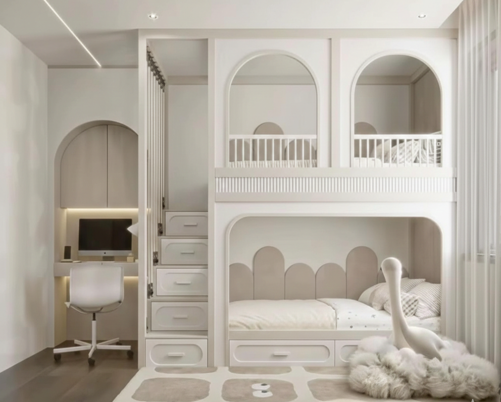 Giường tầng có cầu thang tích hợp ngăn kéo