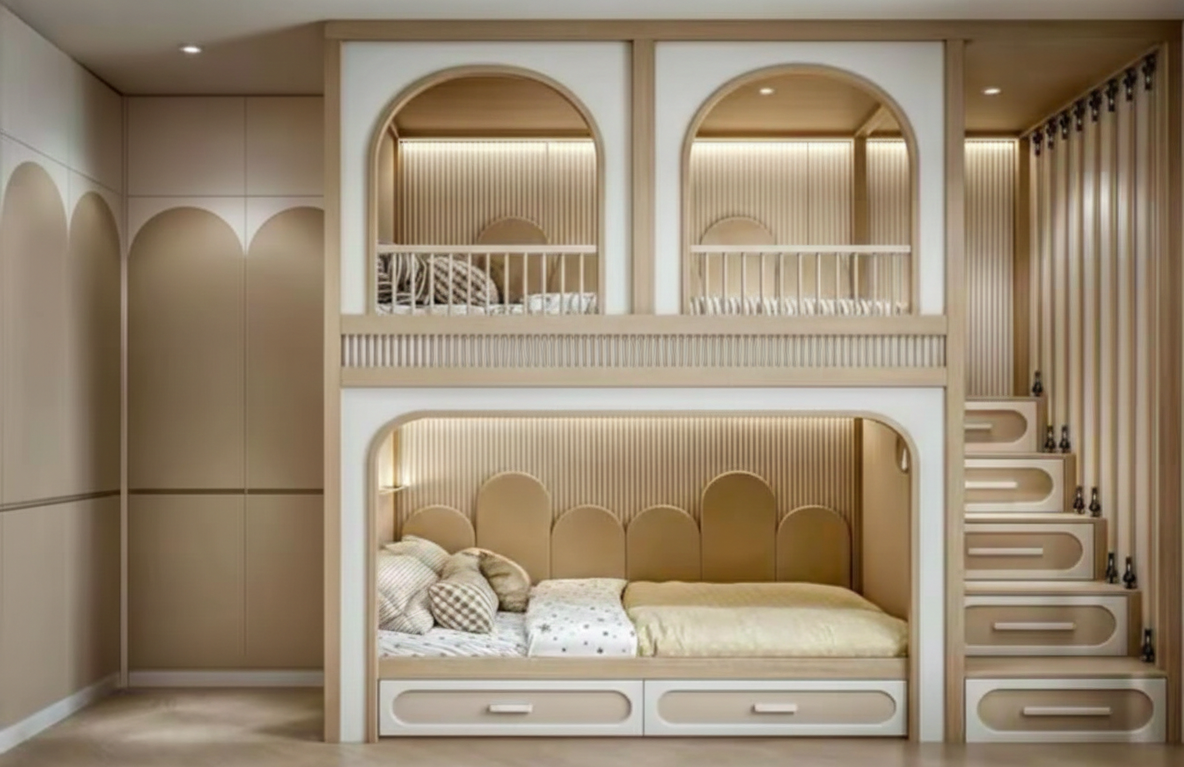 Giường tầng có cầu thang tích hợp ngăn kéo