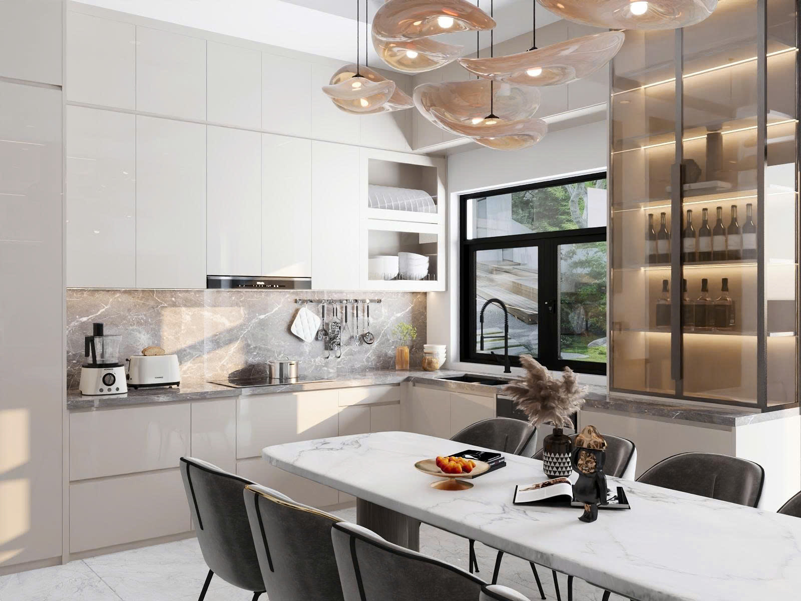 Nội thất 3D khu vực bếp - ăn